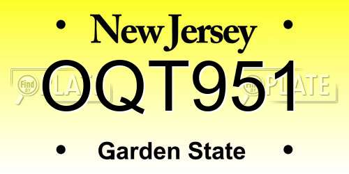 OQT951 New Jersey License Plate