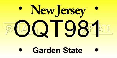 OQT981 New Jersey License Plate