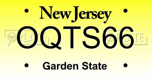 OQTS66 New Jersey License Plate