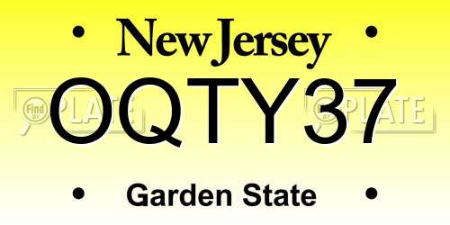 OQTY37 New Jersey License Plate