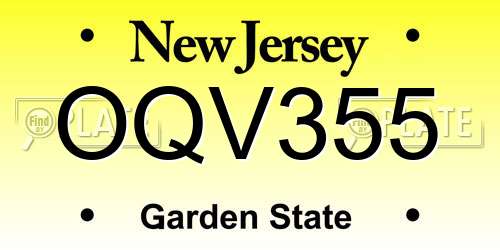 OQV355 New Jersey License Plate