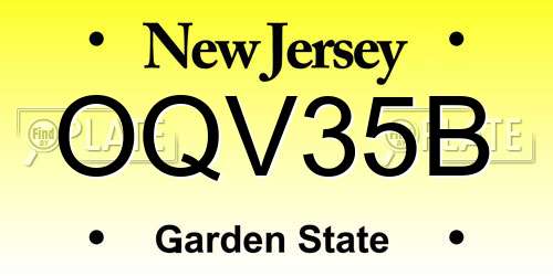 OQV35B New Jersey License Plate