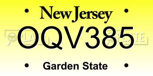 OQV385 New Jersey License Plate