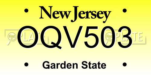 OQV503 New Jersey License Plate