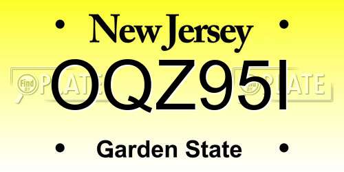 OQZ95I New Jersey License Plate