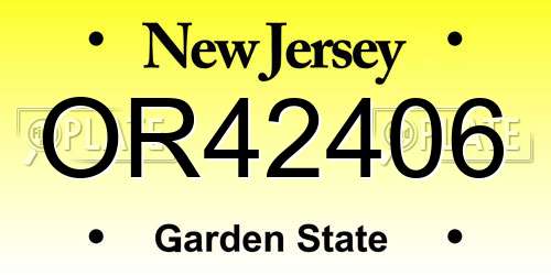 OR42406 New Jersey License Plate