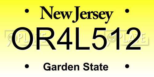 OR4L512 New Jersey License Plate