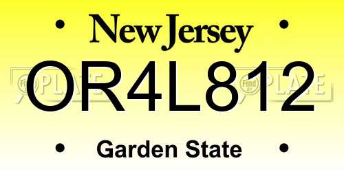 OR4L812 New Jersey License Plate