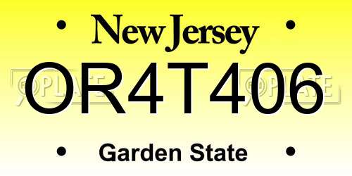 OR4T406 New Jersey License Plate