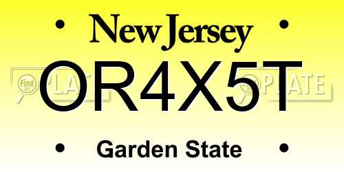 OR4X5T New Jersey License Plate