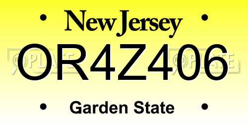 OR4Z406 New Jersey License Plate