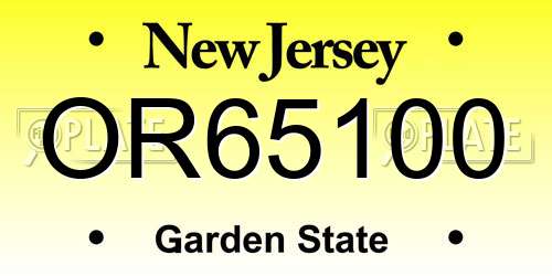 OR65100 New Jersey License Plate