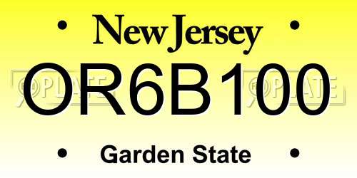 OR6B100 New Jersey License Plate