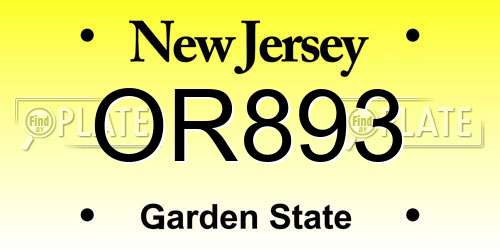 OR893 New Jersey License Plate