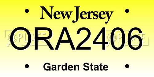 ORA2406 New Jersey License Plate