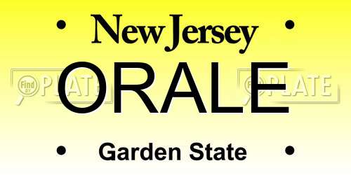 ORALE New Jersey License Plate