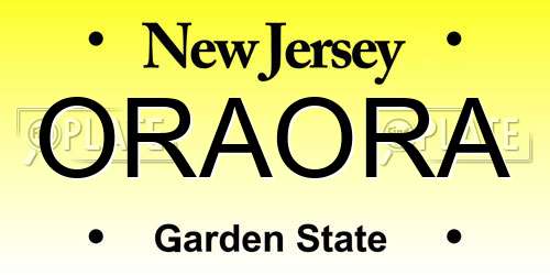ORAORA New Jersey License Plate