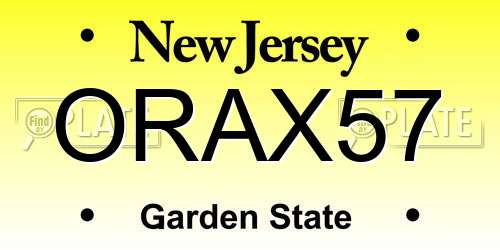 ORAX57 New Jersey License Plate