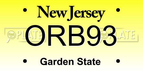 ORB93 New Jersey License Plate