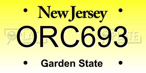 ORC693 New Jersey License Plate