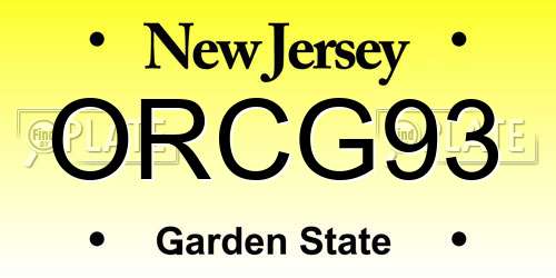 ORCG93 New Jersey License Plate