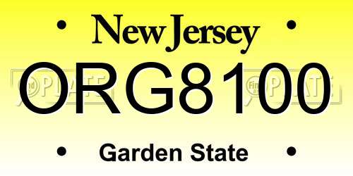 ORG8100 New Jersey License Plate
