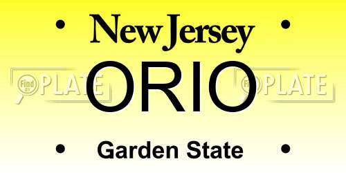 ORIO New Jersey License Plate