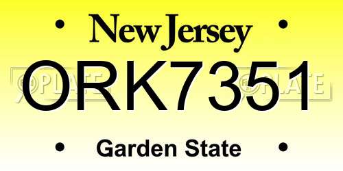 ORK7351 New Jersey License Plate