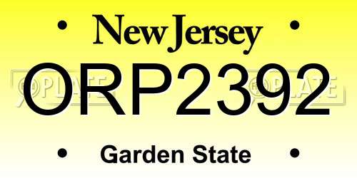 ORP2392 New Jersey License Plate