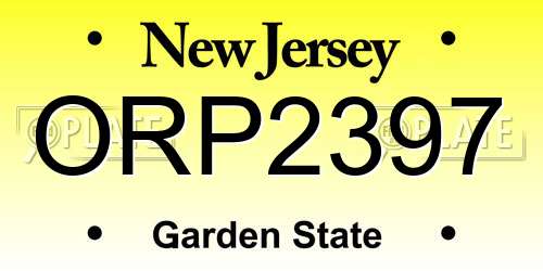 ORP2397 New Jersey License Plate