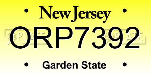 ORP7392 New Jersey License Plate