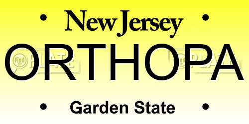 ORTHOPA New Jersey License Plate