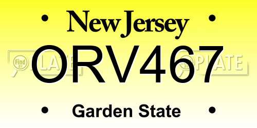ORV467 New Jersey License Plate