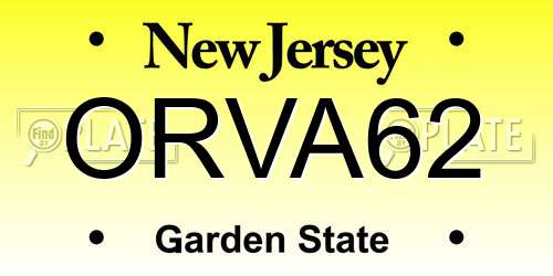 ORVA62 New Jersey License Plate