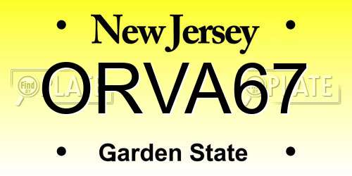 ORVA67 New Jersey License Plate