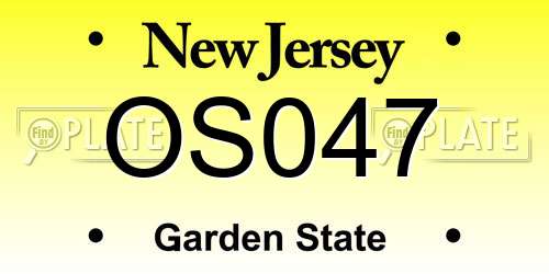 OS047 New Jersey License Plate