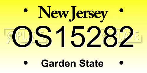 OS15282 New Jersey License Plate