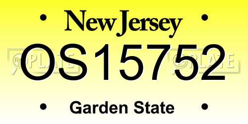 OS15752 New Jersey License Plate