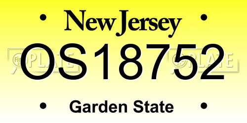 OS18752 New Jersey License Plate