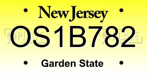 OS1B782 New Jersey License Plate