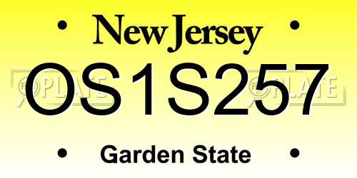 OS1S257 New Jersey License Plate