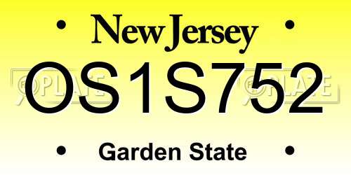 OS1S752 New Jersey License Plate