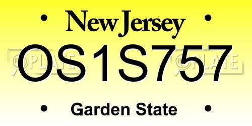 OS1S757 New Jersey License Plate