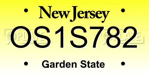 OS1S782 New Jersey License Plate