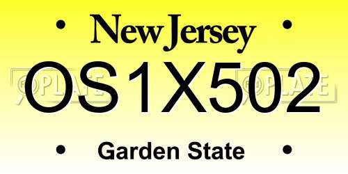 OS1X502 New Jersey License Plate