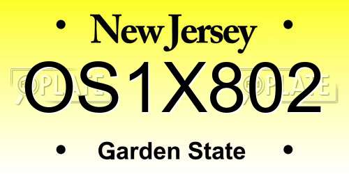 OS1X802 New Jersey License Plate