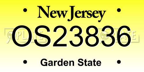 OS23836 New Jersey License Plate