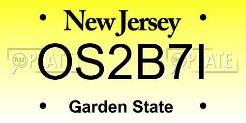 OS2B7I New Jersey License Plate