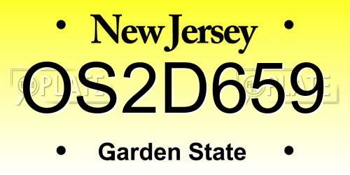 OS2D659 New Jersey License Plate