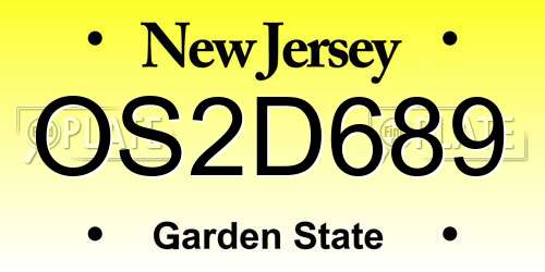 OS2D689 New Jersey License Plate